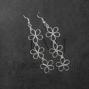 Available In Rose Gold, Silver, Or Gold. Floral Drop Earrings